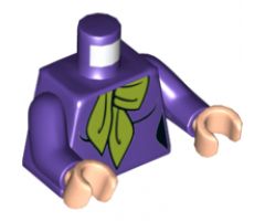 Torso Female Figure with Black Outlines and Lime Scarf Pattern (Daphne) / Dark Purple Arms / Light Nougat Hands