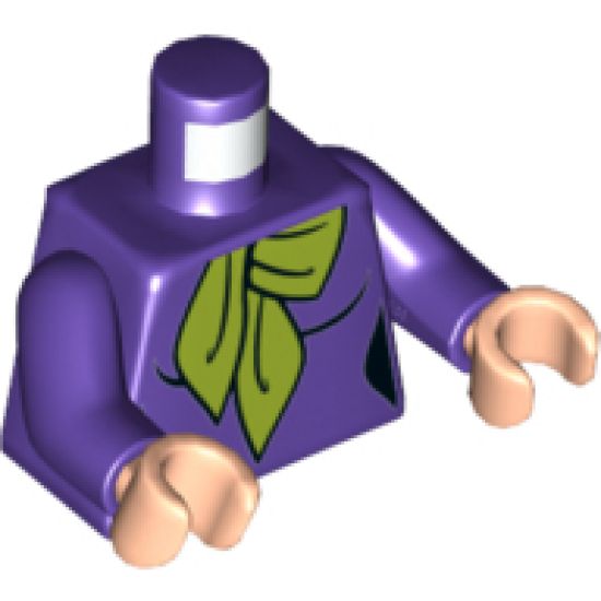 Torso Female Figure with Black Outlines and Lime Scarf Pattern (Daphne) / Dark Purple Arms / Light Nougat Hands