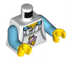 Torso Apron with Ice Planet Ice Cream Shop Logo over Collared Shirt Pattern / Medium Azure Arms / Yellow Hands