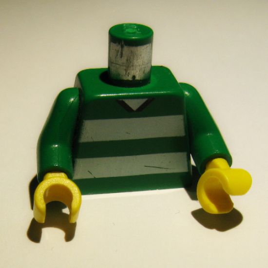 Torso Soccer Horizontal White Stripes and No. 18 Back Pattern / Green Arms / Yellow Hands