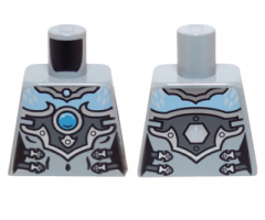 Torso Chima Female Outline with Bright Light Blue Chest, Silver Armor and Buckles and Dark Azure Round Jewel (Chi) Pattern