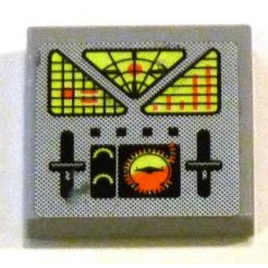 Tile 2 x 2 with Control Panel Pattern (Sticker) - Set 7692