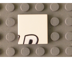 Tile 2 x 2 with Black 'D' Upper Half Pattern