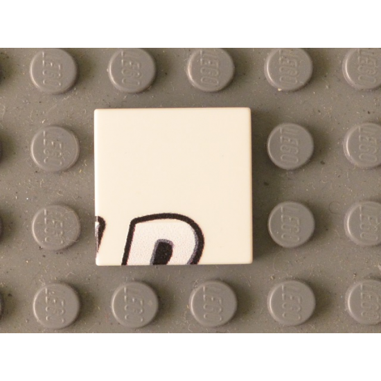 Tile 2 x 2 with Black 'D' Upper Half Pattern