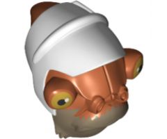 Minifigure, Head, Modified SW Mon Calamari with White Hat and Pearl Gold and Black Eyes Pattern (Quarrie)