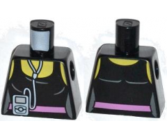 Torso Female Top with Pink Belt and Music Player Pattern