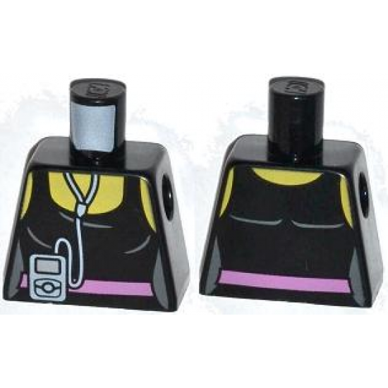 Torso Female Top with Pink Belt and Music Player Pattern