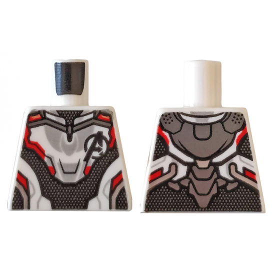 Torso Armor with Black Avengers Logo and Panel with Silver Dots, Red and Light Bluish Gray Trim Pattern