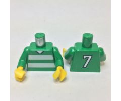 Torso Soccer Horizontal White Stripes and No. 7 Back Pattern / Green Arms / Yellow Hands
