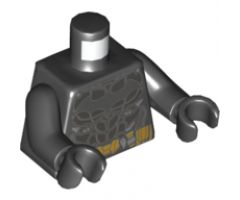 Torso Armor with Black Bat Logo, Pearl Dark Gray Breastplate, Gold Utility Belt Pattern / Black Arms / Black Hands