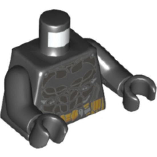 Torso Armor with Black Bat Logo, Pearl Dark Gray Breastplate, Gold Utility Belt Pattern / Black Arms / Black Hands