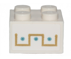 Brick 2 x 2 with Gold and Medium Azure Ornament Pattern (Sticker) - Set 70838