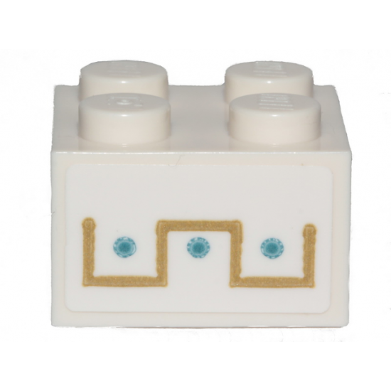 Brick 2 x 2 with Gold and Medium Azure Ornament Pattern (Sticker) - Set 70838