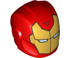Minifigure, Headgear Helmet Armor Plates and Ear Protectors with Gold Iron Man Mask with White Eye Slits and Black Triangle Pattern
