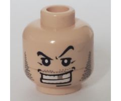 Minifigure, Head Male Arched Eyebrow, White Teeth with Gold Tooth, Fine Stubble and Line under Mouth Pattern - Blocked Open Stud