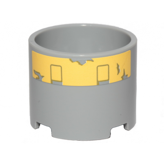 Brick, Round 3 x 3 x 2 with Recessed Center and Axle Hole with Yellow Stripe and Peeling Paint Pattern (Sticker) - Set 75301