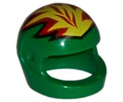 Minifigure, Headgear Helmet Motorcycle (Standard) with Flames Yellow and Red Pattern