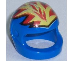 Minifigure, Headgear Helmet Motorcycle (Standard) with Flames Yellow and Red Pattern