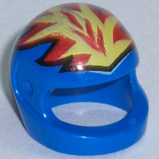Minifigure, Headgear Helmet Motorcycle (Standard) with Flames Yellow and Red Pattern