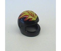 Minifigure, Headgear Helmet Motorcycle (Standard) with Flames Yellow and Red Pattern