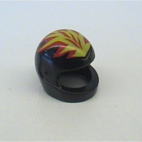 Minifigure, Headgear Helmet Motorcycle (Standard) with Flames Yellow and Red Pattern