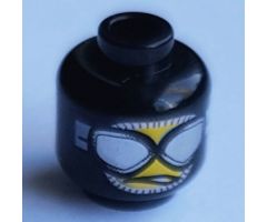 Minifigure, Head Balaclava with Silver Goggles, Downturned Partly Opened Mouth Pattern - Blocked Open Stud