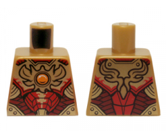 Torso Vest with Dark Red and Gold Armor Elaborate with Scales and Side Panels and Fire Chi Emblem Pattern