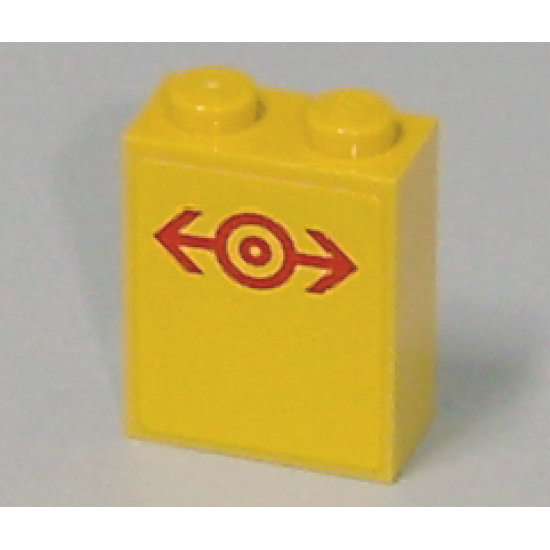 Brick 1 x 2 x 2 with Inside Axle Holder with Train Logo Red Pattern (Sticker) - Set 7641