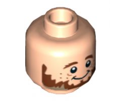 Minifigure, Head Dual Sided LotR Brown Beard and Freckles, Smile / Scared Pattern (Ori) - Hollow Stud
