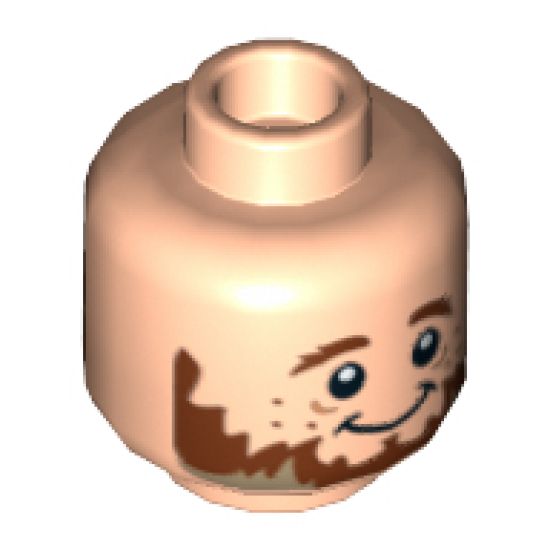 Minifigure, Head Dual Sided LotR Brown Beard and Freckles, Smile / Scared Pattern (Ori) - Hollow Stud