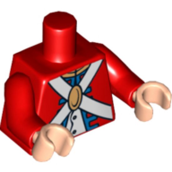 Torso Pirate Imperial Soldier Uniform with Knapsack on Back Pattern / Red Arms / Light Nougat Hands