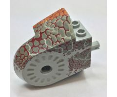 Animal, Body Part Dinosaur Middle Quarter with Pins, Set 1371 Pattern - Dark Gray Scales on Dark Red and Gray