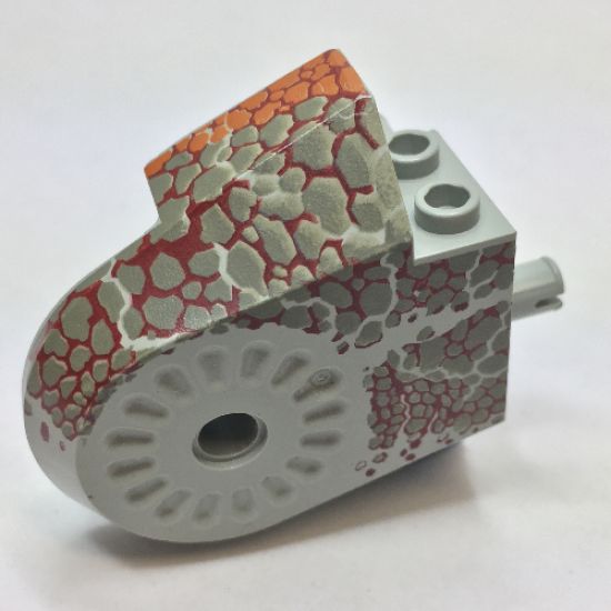 Animal, Body Part Dinosaur Middle Quarter with Pins, Set 1371 Pattern - Dark Gray Scales on Dark Red and Gray