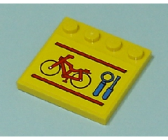 Tile, Modified 4 x 4 with Studs on Edge with Bicycle, Wrench and Screwdriver Pattern (Sticker) - Set 7641