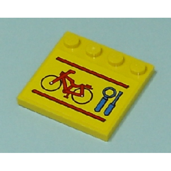 Tile, Modified 4 x 4 with Studs on Edge with Bicycle, Wrench and Screwdriver Pattern (Sticker) - Set 7641