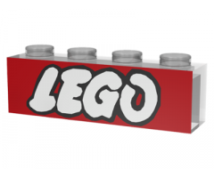 Brick 1 x 4 without Bottom Tubes, with Lego Logo Open O Style Pattern