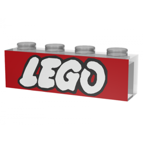 Brick 1 x 4 without Bottom Tubes, with Lego Logo Open O Style Pattern