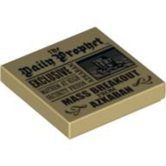 Tile 2 x 2 with Newspaper 'the Daily Prophet', 'EXCLUSIVE PHOTOS', 'MAYHEM AT HIGH SECURITY PRISON', and 'MASS BREAKOUT FROM AZKABAN' Pattern