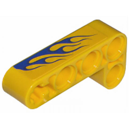 Technic, Liftarm 2 x 4 L-Shape Thick with Blue Flames Pattern Model Left (Sticker) - Set 8651