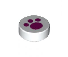 Tile, Round 1 x 1 with Magenta Paw Print Pattern
