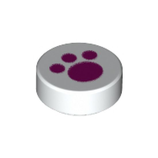 Tile, Round 1 x 1 with Magenta Paw Print Pattern