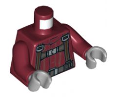 Torso SW T-16 Skyhopper Pilot Flight Suit, Dark Bluish Gray Harness with Reddish Brown Stripes Pattern / Dark Red Arms / Light Bluish Gray Hands