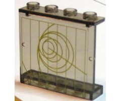 Panel 1 x 4 x 3 - Hollow Studs with Yellow Circles and Lines Pattern (Sticker) - Set 7666