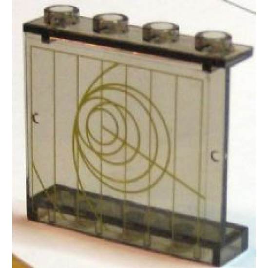Panel 1 x 4 x 3 - Hollow Studs with Yellow Circles and Lines Pattern (Sticker) - Set 7666