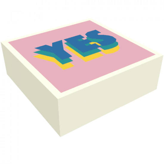 Tile 1 x 1 with Blue, Green, and Yellow Layered 'YES' on Bright Pink Background Pattern