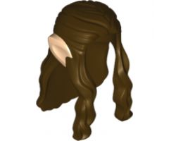 Minifigure, Hair Long Wavy with Braid and Light Nougat Elf Ears Pattern
