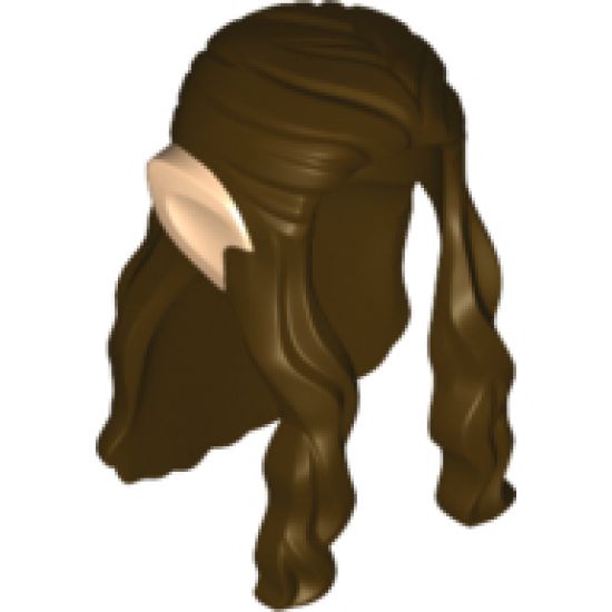 Minifigure, Hair Long Wavy with Braid and Light Nougat Elf Ears Pattern