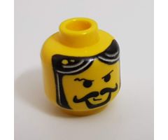 Minifigure, Head Moustache Curly, Gray Streaks in Hair Pattern - Blocked Open Stud