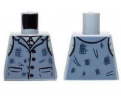 Torso Shirt and Sand Blue Vest Tattered with 4 Buttons Pattern