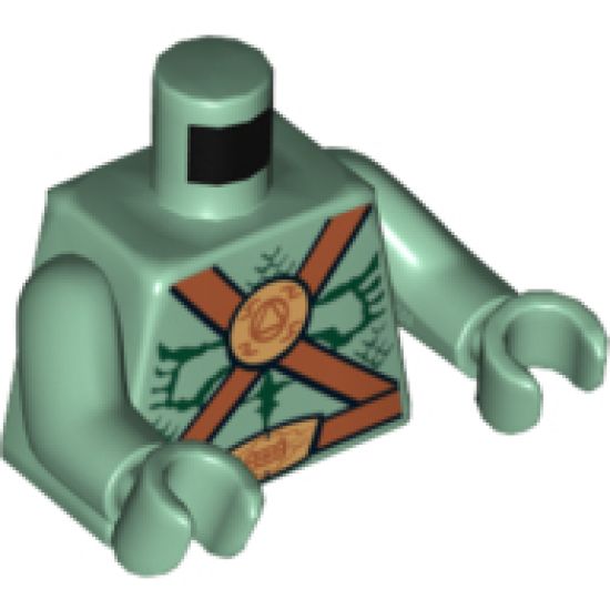 Torso Alien with Muscles Outline, Scales, Belts and Medallion Pattern / Sand Green Arms / Sand Green Hands